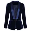 Costumes pour femmes Blazers HAUTE QUALITÉ est Piste Designer Blazer Femmes À Manches Longues Velours Blazer Veste Survêtement 230216