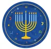 Jednorazowe sztućce 44pcs szczęśliwy je hanukkah świeca Chanukah Płytki imprezowe zestawy stołowe Menorah ceramiczne uprzejme dekoracje 230216