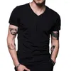 Men's T Shirts Men Casual Plain Summer Short Sleeve V Neck T-Shirt Gym Fitness Slimming Tee Top Fashion Design Male Tops Tees Arrived