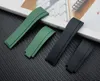 Assista Bands Green Green preto preto 20mm Silicone Rubber Watch Band Band para Role Strap GMT Bracelet Logo On1