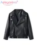 여성 가죽 가짜 가죽 Aelegantmis Looke Pu Faux Leather Jacket 여자 클래식 모토 바이커 재킷 가을 겨울 레이디 기본 코트 Y2K 외부웨어 230216