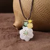 Ketens natuurlijke jade oude mode decoratieve ketting sleutelbeen ketting bloem hanger
