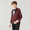 Costumes Costume décontracté pour garçon Blazer fleur garçon costume robe pour mariage enfants formel Blazer vêtements enfants Jacquard costume manteau 230216