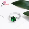 Anneaux de bande véritable 925 argent Sterling dernier vert brillant rond zircon cubique fête mode doigt pour dames