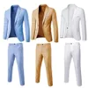 Trajes para hombres Blazers Formal 2 piezas Blazer Pantalones Estilo coreano Color sólido Botones de un solo pecho Primavera Otoño Novio de boda 230216