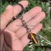 Sleutelringen Natuurlijke kristallen stenen paddestoel Keychains genezende kristallen autozak decor sleutelhouder voor vrouwen mannen drop levering sieraden dhr3a