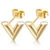 Modemarke V-Buchstabe Ohrringe Anhänger Halskette Set für Frau Edelstahl 18K vergoldet Halskette Luxusschmuck Damen Kostümzubehör Schmuck