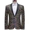 Mens Suits Blazers Colorful Glitter Sequin Tuxedo Blazer Men Luxury Brand Mens Shawl Collar Dress Suit Jacket Wedding Party Blazer Costume 230216