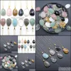 Colares de pingentes Colar de pedra natural de quartzo para mulheres cura j￳ias pendum ametistas amazonite Labradorita Rose Drop Deliver