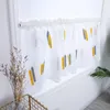 Cortina bordada de trigo bordado semi -camada de haste curta bolso para sala de estar no banheiro de cozinha 100 50cm