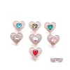 Charms Wholesale Gold Heart Snap Button Jewelry Findings Crystal Rhinestone 18Mm Metal Snaps Buttons Diy Bracelet Jewellery Drop Del Dhlya