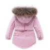 Płaszcz maluch chłopców dziewcząt Ubrania ubrania dziecięce w dół kurtka zima super ciepło z kapturem prawdziwe futra dzieci kostium śniegu grube upuszczenie de dhaw3