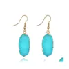 Stud Simple Druzy Drusy Ovale Charmes Boucles D'oreilles Imitation Pierre Naturelle Résine À La Main Boucles D'oreilles En Or Pour Les Femmes Fête Cadeau D'anniversaire Drop Dhzse