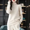 Maglione di cachemire a collo alto a maniche lunghe da donna in due pezzi a due pezzi Pantaloni larghi a gamba larga in maglia casual 100 Abito in pura lana 230215