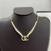Luksusowy moda Pearl Naszyjnik projektant biżuterii Diamond 18 -krotnie złota platowane platynowe litery wisiorki dla kobiet z literą Diamentową Pendan