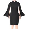 Случайные платья женское духовенство платье элегантная черная церковь воротника Bodycon