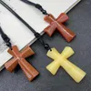 Pendant Necklaces Natural Crystal Cross Rose Quartz Agate Tiger Eye Gemstone Healing Crystals Stone Braided Necklacke Jesus Religious Gift