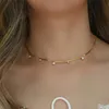 Pendant Necklaces 18k Gold Plated Small CZ Charm Choker Herringbone Chain Crystal Beads Pendant Necklace Dainty Jewelry for Women 16 230215