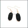 مسمار البسيطة Druzy Drusy Oval Charms أقراط تقليد راتنجات الحجر الطبيعية المصنوعة يدويًا للمرأة للنساء هدية عيد ميلاد Drop Dhzse