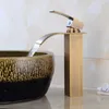 Bathroom Sink Faucets Waterfall Faucet Basin Black Oil Brushed Brass Vanity Vessel Mixer Cold And Water Tap Deck Mount