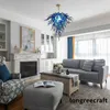 Briliant Cobalt Blue Color Tiered Pendant Lamps Dia32/40 Inches LED Inspired Flush Mounted Handmade Blown Glass Chandelier Home Decorative Chandelier LR163