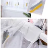 Curtain Embroidered Wheat Spike Semi Tier Short Rod Pocket For Kitchen Bathroom Living Room 100 50cm