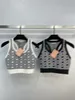 23SS Women Wool Designer de duas peças conjuntos de malhas de roupas com letra de letra imprimida meninas Milão Milan Outwear Shirts Tops Camiseta de colete e shorts de calça curta