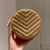 Designer Chevron Quilted Grain Vinyle Round Camera Bag France Luxury Brand Y Poudre Embossed Leather Lady Shouler Bags Women Cross Body Chain Strap Pouch Handbags