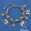 Anklets Boho Elephant Chain For Women Metal Silver Gold Color Heart Charms Bracelet On The Leg 2023 Fashion Jewelry