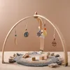 Rattles Mobiles 1set Natural Wooden Baby Gym Frame With Star Pendant Triangular Curved Shape Foldable Activity Gym Toys Shower Gifts Room Decor 230216