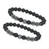 Bracelets de cheville 2 pièces bracelet d'obsidienne magnétique perles de cheville noir mat charme empilable multi-usages pour l'anniversaire de remise des diplômes femmes et hommes