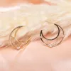 Hoop Earrings 2023 Christmas Gift Jewelry Cz Moon Moonlight Crescent Moons Earring Gold Silver Color
