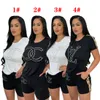 2024 Costumes de jogging de marque Survêtements de marque Été Femmes Tenues Deux pièces Ensemble T-shirt à manches courtes et shorts Casual Fitness Sportswear Blanc Sweatsuits 5255-3