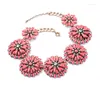 Choker Exaggerated Chunky Crystal Resin Flower Necklace Party Costume Jewelry Women Statement Big Collares