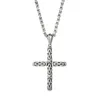 Casting Gothic Mens Large Cross Pendant Necklace Stainless Steel Byzantine Chain Jewelry Silver 4mm 24inch