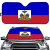 Skugga haiti nationell flaggmönster bil solskade vindruta interiör vikbar visir uv skydda auto dekor hålla cool sol 2023