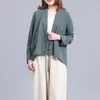 Jackets femininos Spring Autumn Autumn Women Cotton Linen Cardigan Brand confortável de plataforma macia macia de manga comprida tops de estilo chinês