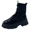 Botas Femininas Botas Plataforma 2022 Moda Outono Inverno Chunky Heel Knit Punk Rock Gothic Combat Ankle Boot Plus Size 43 J220923