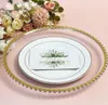 Plates christmas Gold Rim glass pearl tray transparent glass beads plate fruit cake Western dish plate golden edge plate