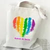Shoppingväskor färgglada hjärtan duk väska med kvinnor livsmedels livsmedel återvinning eko för vikbara bolsor de compa