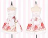 Lässige Kleider Mädchen Vintage japanischer Lolita-Hosenträger Schwarz Rot Sakura Blumendruck JSK