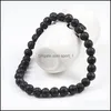 Pulseras con dijes 6 mm 8 mm 10 mm cuentas de piedra volcánica natural hebra negra lava hombres pulsera aromaterapia aceite esencial difusor brazalete Dhyae