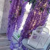 Dekorativa blommor 12 datorer Wisteria Flower Vines Garland 3,75 fot konstgjorda strängar falska hängande siden