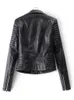 Womens Leather Faux Leather Fitaylor Women Motorcykel Faux Leather Jackets Ladies Streetwear Black Coat Långärmad Autumn Biker Dragsopers Outwear 230216