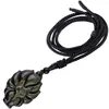 Pendant Necklaces TUMBEELLUWA Natural Obsidian Onyx Stone Nine-tailed Necklace Lucky Animal Jewelry Carved Amulet Gifts For Men Women