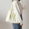 Boodschappentassen wit canvas vest illustratie eco herbruikbare vouwbare schouder retro grote capaciteit tote tote dames handtas 230216