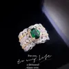 Pierścienie klastrowe Vintage Emerald Diamond Ring 925 Srebrny Party Wedding For Women Bridal zaręczynowy Prezent urodzinowy