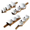 Ensembles de vaisselle ensemble d'assiettes en céramique plateau de dîner plat de bonbons créatif Platos divisé Prato Snack avec tapis de bambou noël 3 pièces/ensemble