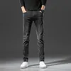 and Autumn Winter Youth Elastic Small Straight Fitting Korean Black Brand Men's Jeans with Feet