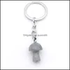 Key Rings Glass Natural Stone Mushroom Keychains Healing Crystal Car Decor Keyholder For Women Men Drop Delivery Jewelry Dhtqz